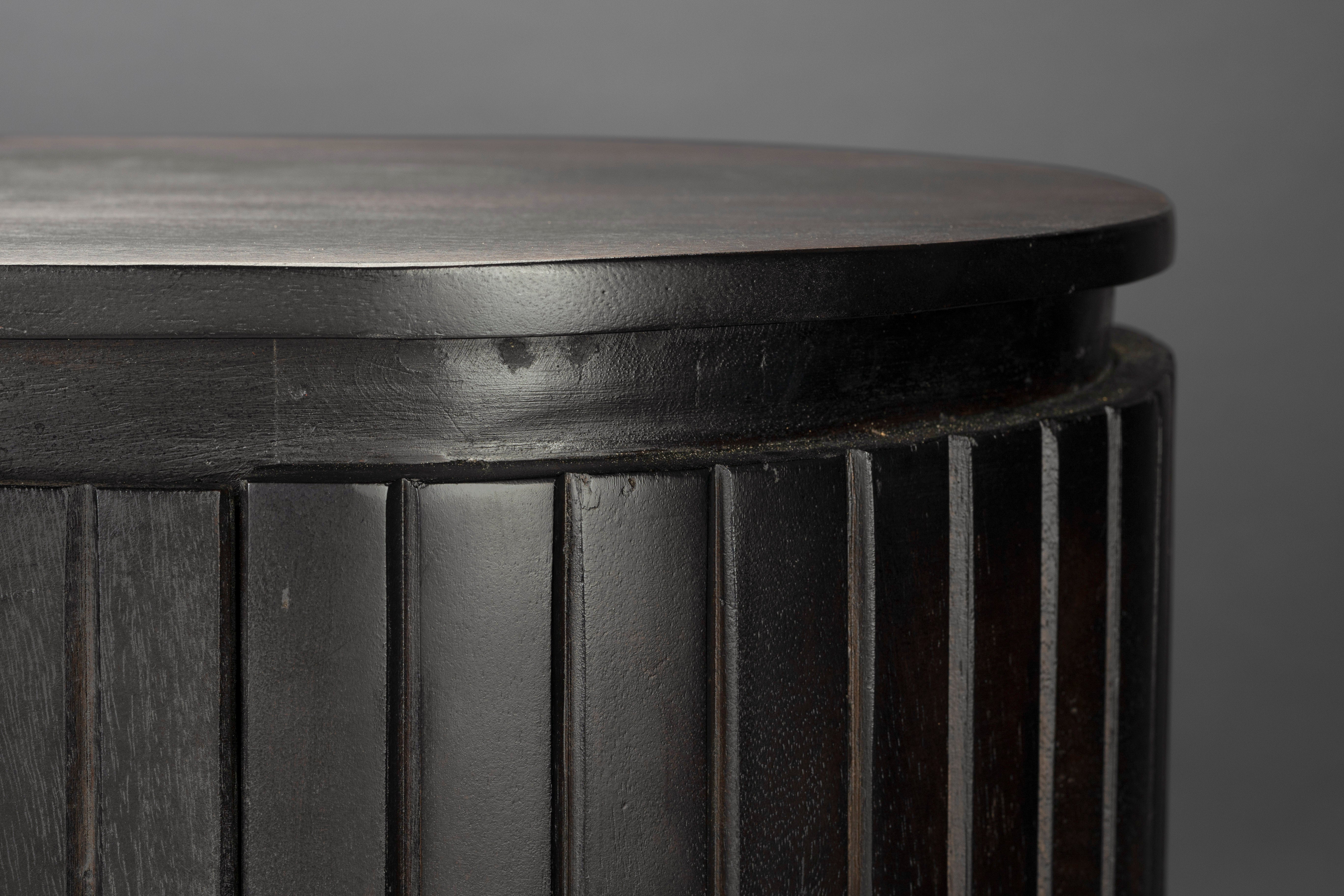 Dutchbone Kenji Slatted Black Wood Oval Sideboard